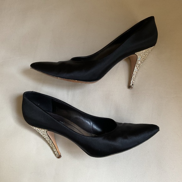 Anne Klein Black Evening Shoes Rhinestone Heels Women Sz 10 VTG 80’s MAKE OFFER! - Picture 2 of 9